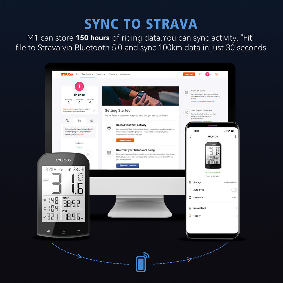 gps fahrradcomputer strava CYCPLUS M1 GPS-Fahrradcomputer