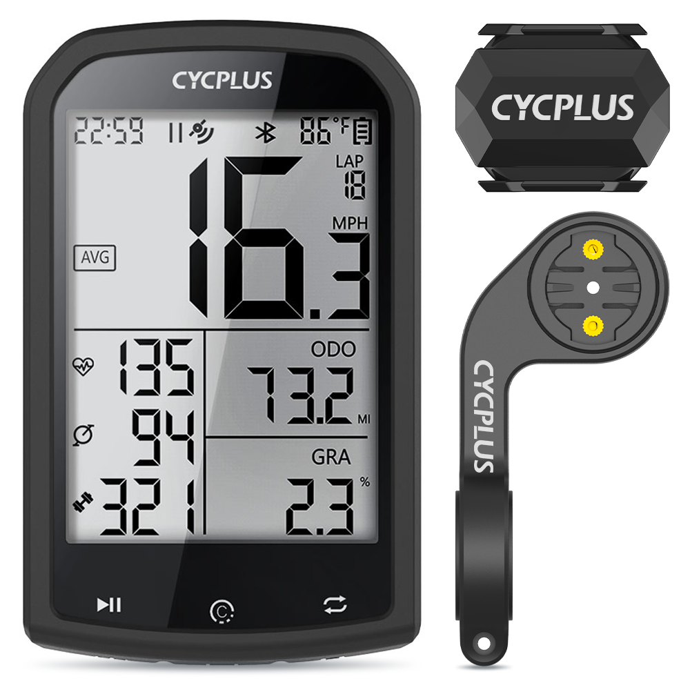 CYCPLUS Bike Computer M1 + Front Mount Z1 + C3 Bike Speed & Cadence Sensor