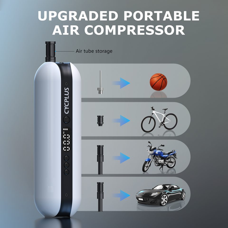 Portable Air Pump Mini Inflator Electric Tire Pump - Cycplus A2 White Portable Air Pump Mini Inflator Electric Tire Pump - Cycplus A2 White
