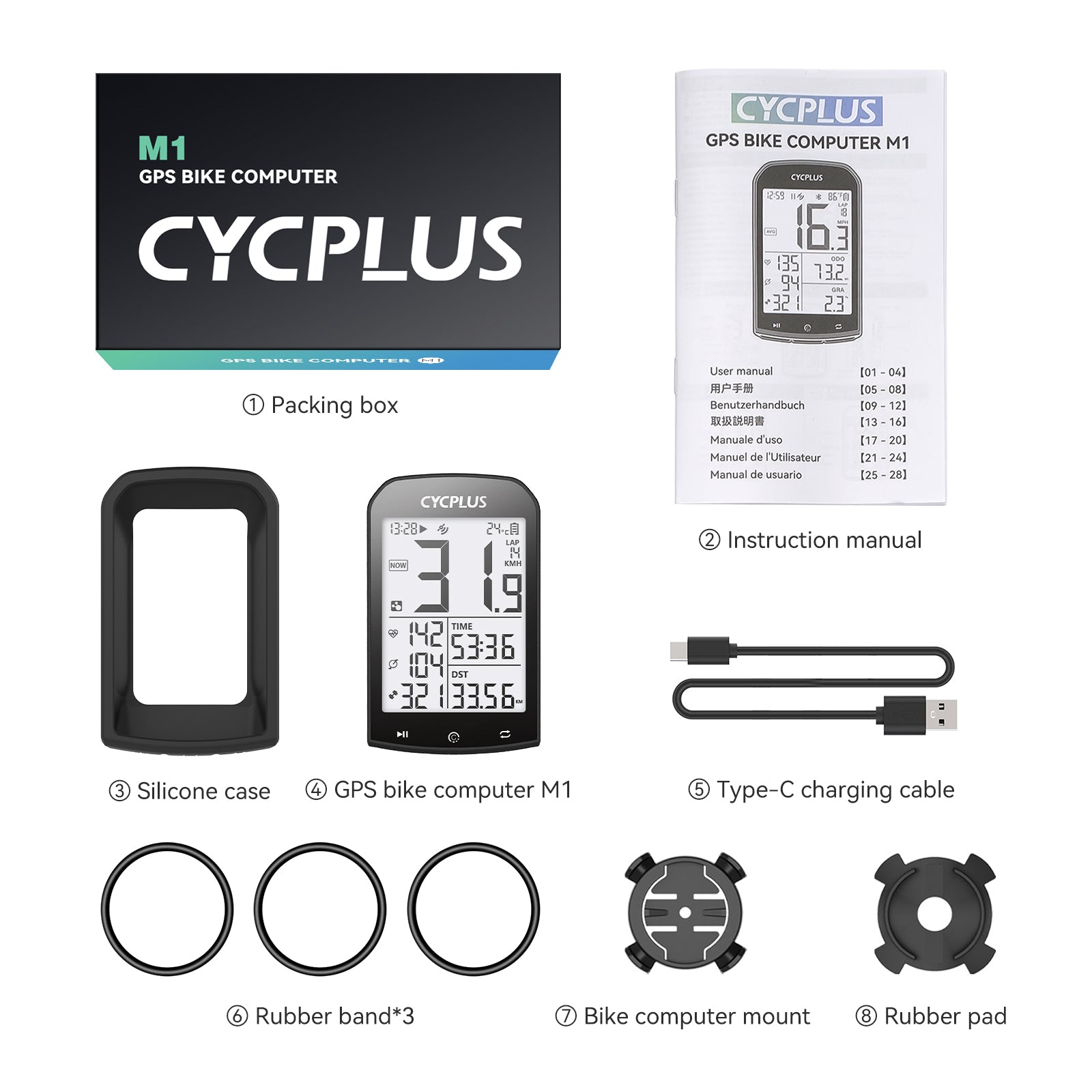 CYCPLUS Bike Computer M1 + C3 Bike Speed & Cadence Sensor