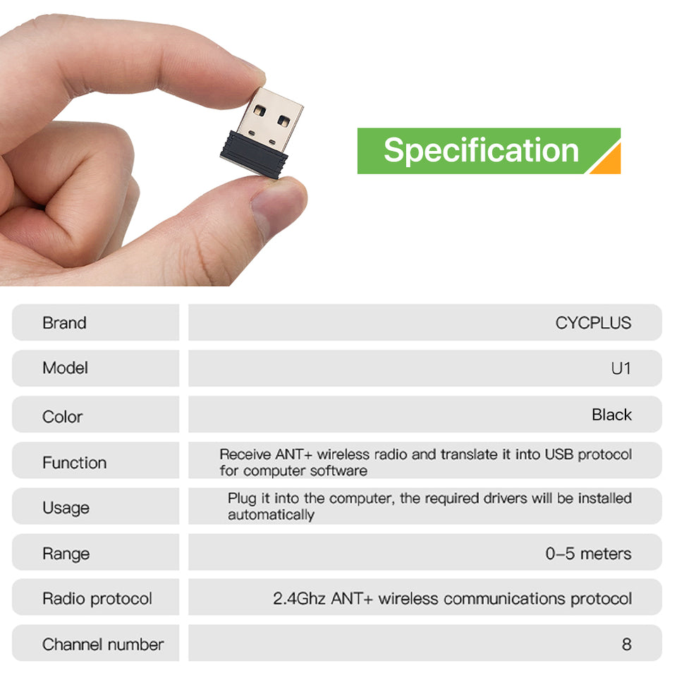 Adaptateur clé USB Smart ANT+ compatible avec Garmin pour Zwift pour Wahoo  